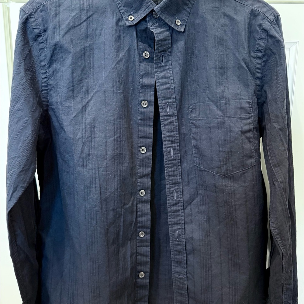 Banana Republic Dark Navy Washed Cotton Untucked Fit Shirt S